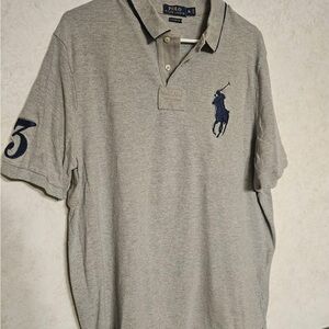 Ralph Lauren Gray Polo Shirt with Navy Logo